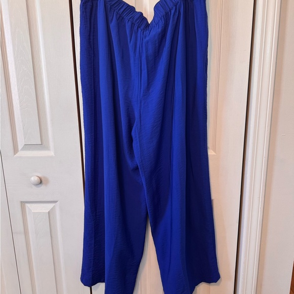 Liz Claiborne Royal Blue Wide Leg Pants, Plus Size 18 Zipper Elastic Waist NWTS - Picture 7 of 12